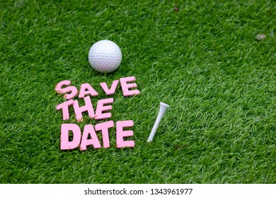 Golf Save The Date With Golf Ball And Tee