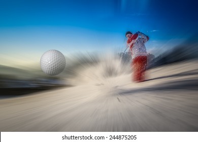 Golf in the snow with a ball