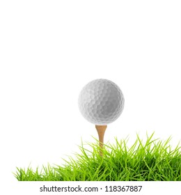 Golf Tee Off Isolated On White