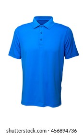 Golf Tee Shirt Blue Color For Man Or Woman On White Background