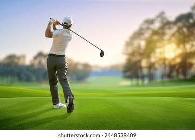 Golfer hit sweeping driver after hitting golf ball down the fairway. - Powered by Shutterstock