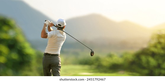 Golfer hit sweeping driver after hitting golf ball down the fairway. - Powered by Shutterstock