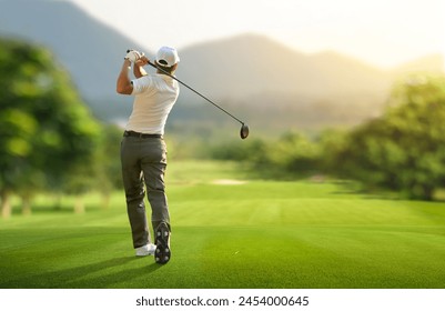 Golfer hit sweeping driver after hitting golf ball down the fairway. - Powered by Shutterstock