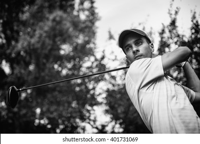 Golfer, Portrait In Black And White