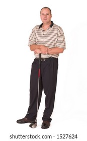 Golfer Standing With Driver In Hand