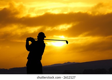 golfer sunset - Powered by Shutterstock