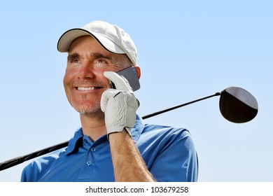 Golfer Using Mobile Phone