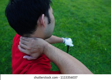 Golfers Neck Injury While Playing Golf Stock Photo 1115356037 ...