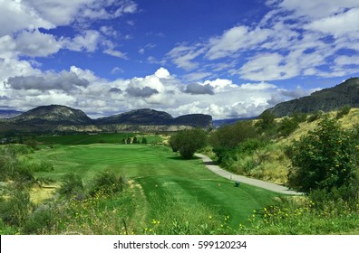 Golfing In The South Okanagan With A Great View Of McIntyre Bluff From The Tee Box