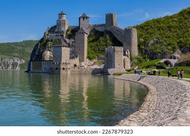 The Golubac Fortress was a medieval fortified town on the south side of the Danube River, Golubac, Serbia