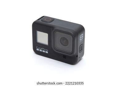 Gomel, Belarus - October 29, 2022: Gopro Action Camera Eighth Model Series Black Isolated On A White Background