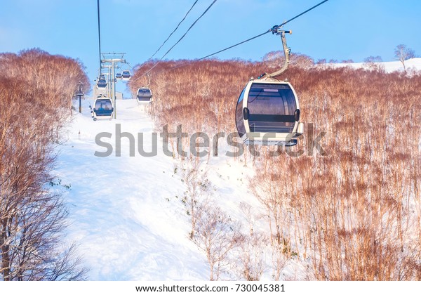 Gondola lift, the cable car transportation rope
way at ski resort in winter
season