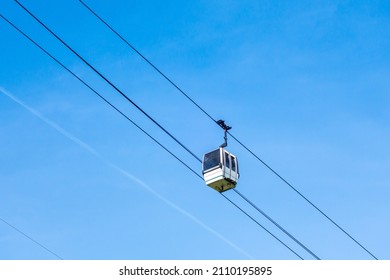 Gondola on a blue sky. La Clusaz, Haute-Savoie, France