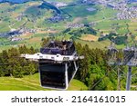 Gondola of Stanserhorn cabrio cable car to Stanserhorn mountain in Switzerland