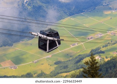 Gondola of Stanserhorn cabrio cable car to Stanserhorn mountain in Switzerland