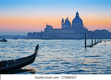 gondola in Venice Grand Canal at sunset