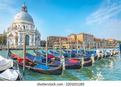 Gondolas in Grand Canal and Santa Maria Della Salute, Venice, Italy