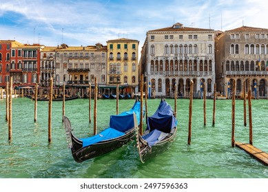 Gondolas on Grand canal in Venice, Italy - Powered by Shutterstock