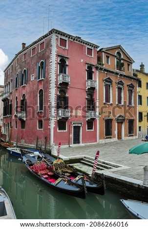 Gondolas on Venice canals, Italy