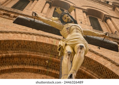 Good Friday, Holy Week procession, traditional Catholic celebration. (Black and white) - Powered by Shutterstock