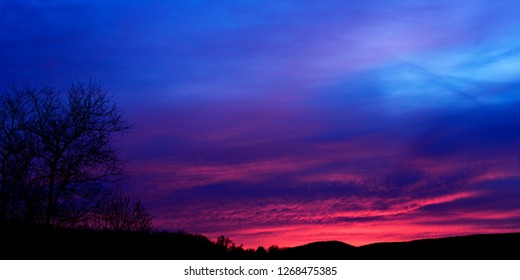 Good Friday sunrise panoramic, Webster County, West Virginia, USA