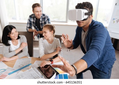 Good looking nice man testing new technologies