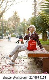 Good Looking Senior Lady Resting At City Center