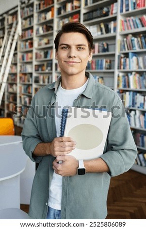Good looking student at library, back to school.