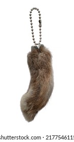 Good Lucky rabbit foot charms keychain rabbit's foot a good luck symbol, amulet, happiness and monetary prosperity isolated on white background. This has clipping path.                             
