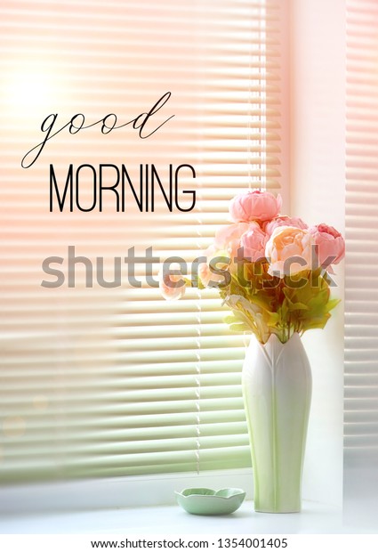 Good Morning Beautiful Bouquet Pink Flowers Stock Photo Edit Now