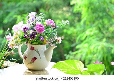 Good Morning With Bouquet Of Flowers 