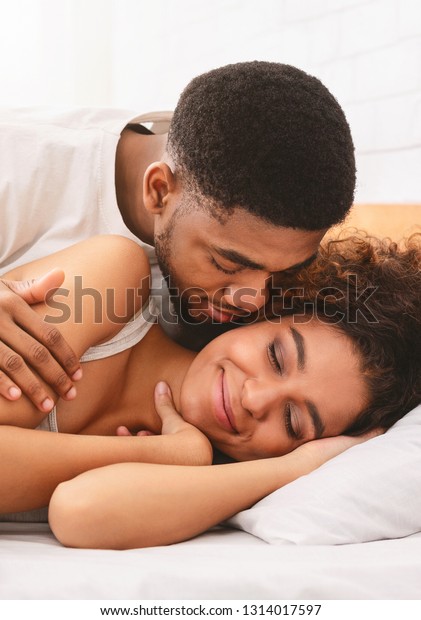 Good Morning Sweetheart Black Man Kissing Stock Photo Edit Now