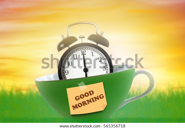 Good Morning Wake Concept Alarm Clock Stock Photo Edit Now