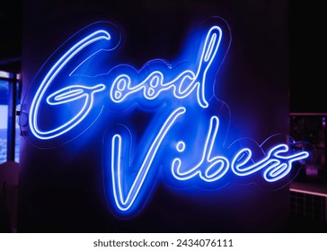 Good vibes Neon Type sign Blue lighting Type decoration element