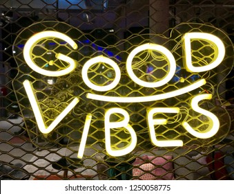 Good vibes sign in yellow neon sign - Powered by Shutterstock - Get 15% off with code: PIKWIZARD15