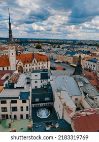  good  view of the upper square and the town hall of the Czech city Olomouc.