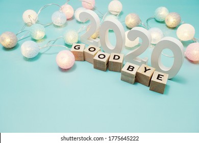 Goodbye 2020 Alphabet Letters With Space Copy On Blue Background