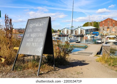 Goodbye Sign In Multiple Languages In The Harbor Of Soumenlinna