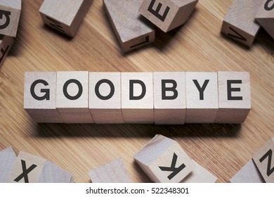 Goodbye Word Written In Wooden Cube