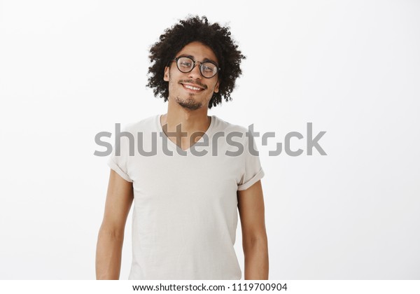 Goodlooking Confident Carefree Man Afro Haircut Stock Photo Edit