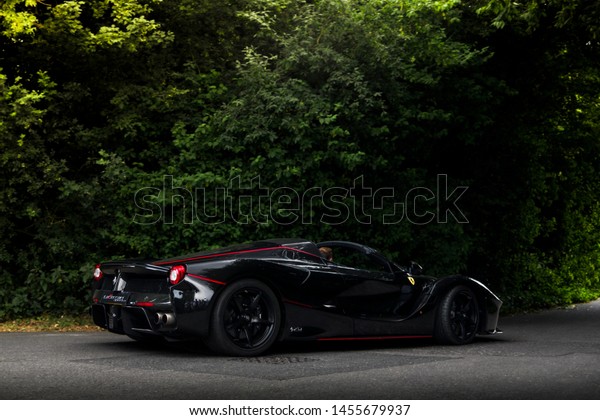 Goodwood England July 2018 Black Ferrari Transportation