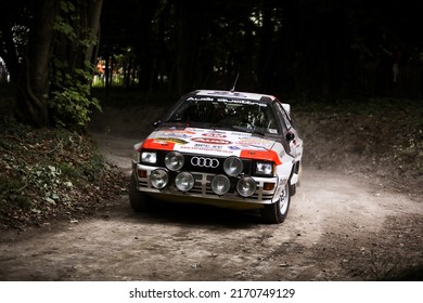 Goodwood, UK - JUNE 23, 2022: Vintage Audi Rally Car Goodwood Festival of Speed 2022