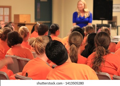 Goodyear, Ariz. / US - March 24, 2011: Olympic Gold Medalist Misty Hyman Speaks To Perryville State Prison Inmates About Making A Fresh Start In Life After Their Release From Prison. 5086