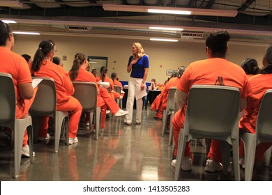 Goodyear, Ariz. / US - March 24, 2011: Olympic Gold Medalist Misty Hyman Speaks To Perryville State Prison Inmates About Making A Fresh Start In Life After Their Release From Prison. 5045