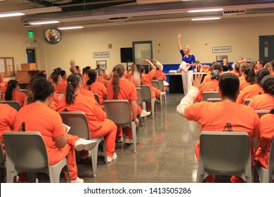 Goodyear, Ariz. / US - March 24, 2011: Olympic gold medalist Misty Hyman speaks to Perryville State Prison inmates about making a fresh start in life after their release from prison. 5037