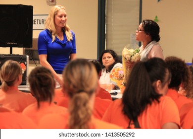 Goodyear, Ariz. / US - March 24, 2011: Olympic Gold Medalist Misty Hyman Speaks To Perryville State Prison Inmates About Making A Fresh Start In Life After Their Release From Prison. 5088