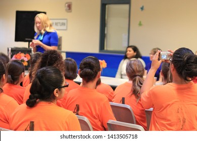 Goodyear, Ariz. / US - March 24, 2011: Olympic Gold Medalist Misty Hyman Speaks To Perryville State Prison Inmates About Making A Fresh Start In Life After Their Release From Prison. 4882