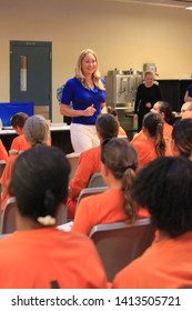 Goodyear, Ariz. / US - March 24, 2011: Olympic Gold Medalist Misty Hyman Speaks To Perryville State Prison Inmates About Making A Fresh Start In Life After Their Release From Prison. 4931