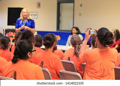 Goodyear, Ariz. / US - March 24, 2011: Olympic Gold Medalist Misty Hyman Speaks To Perryville State Prison Inmates About Making A Fresh Start In Life After Their Release From Prison. 4883