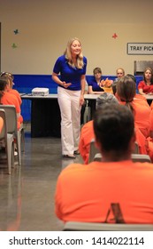 Goodyear, Ariz. / US - March 24, 2011: Olympic Gold Medalist Misty Hyman Speaks To Perryville State Prison Inmates About Making A Fresh Start In Life After Their Release From Prison. 4918